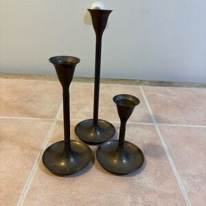 Lot of 3 Vintage Brass Candlestick Holders
